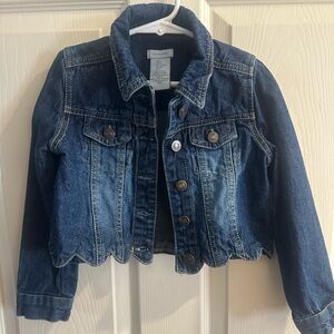5T Scalloped Cropped Blue Denim Jacket